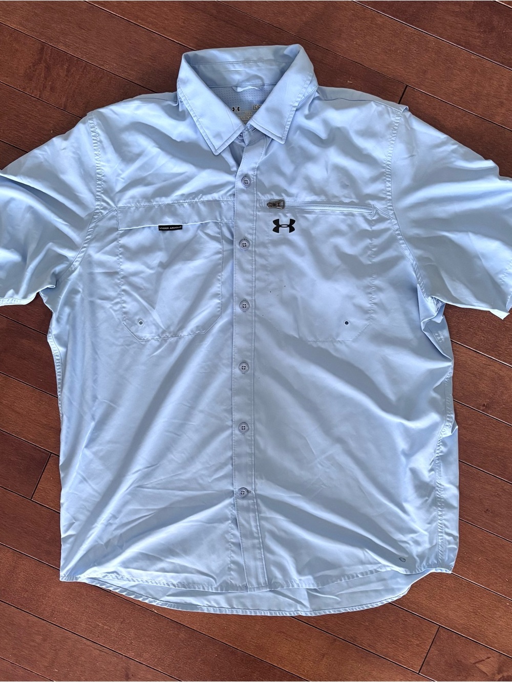 Under Armour Light Blue Short-Sleeve Button-Up Performance Shirt Large